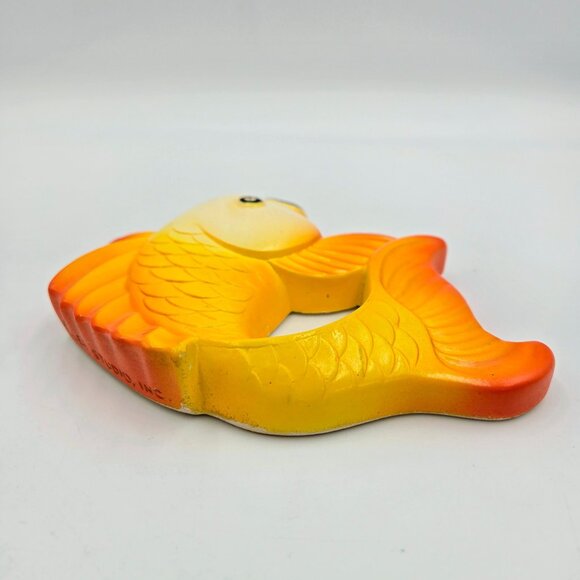 Vintage Koi Goldfish Fish Chalkware Orange Yellow Miller Studio 1977 MCM Read - Picture 9 of 16